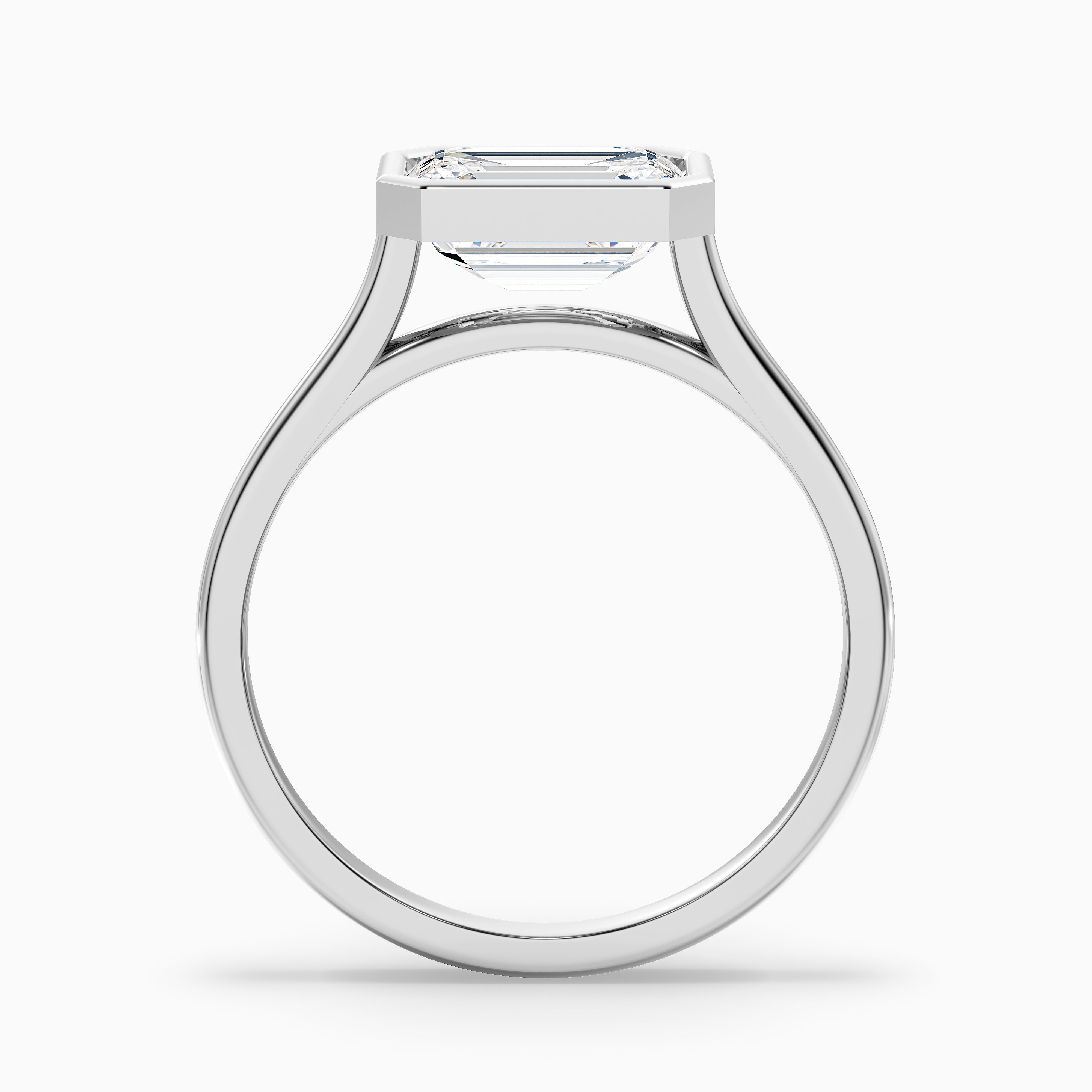 Koralyn Emerald East West Bezel Moissanite Diamond Engagement Ring