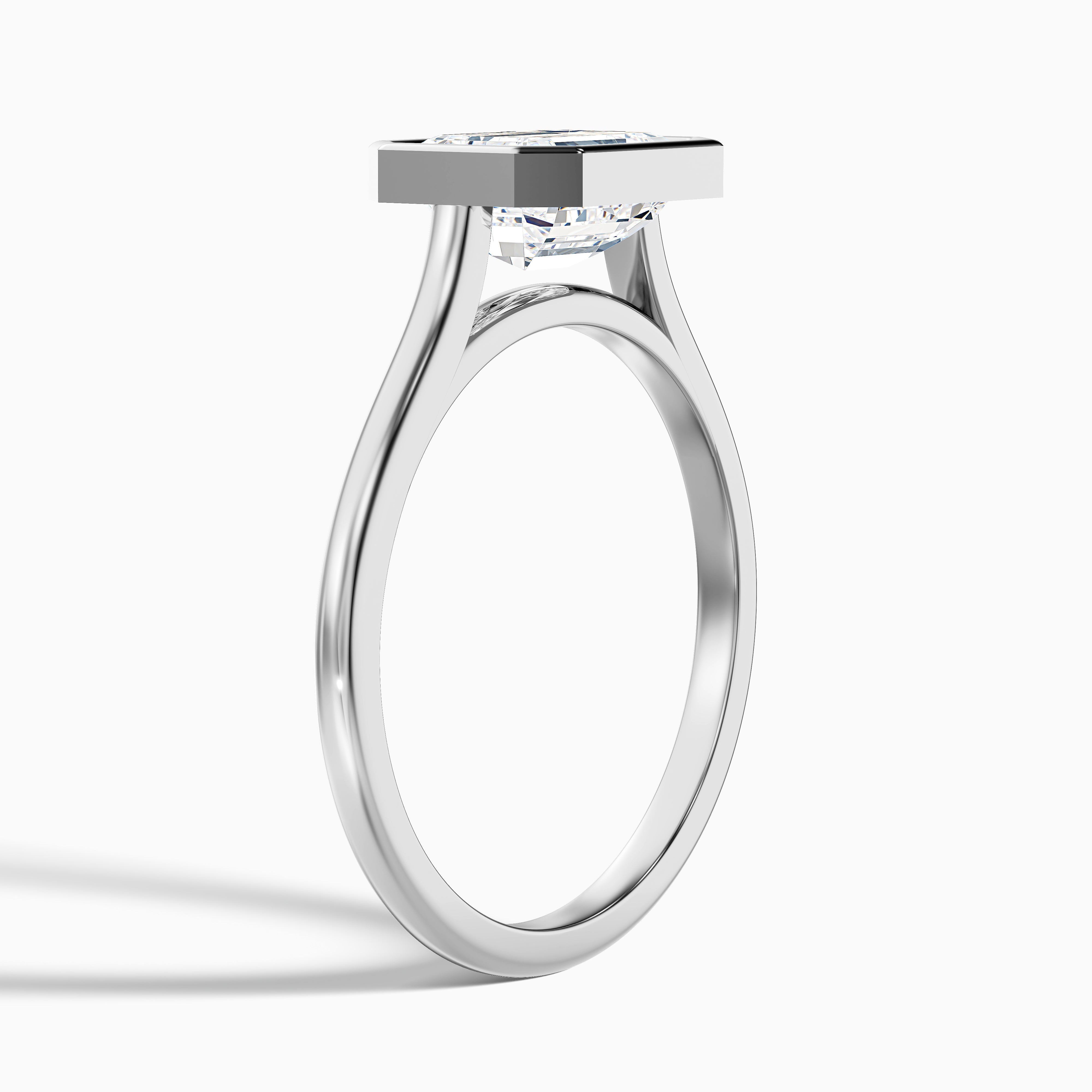 Koralyn Emerald East West Bezel Lab Grown Diamond Engagement Ring