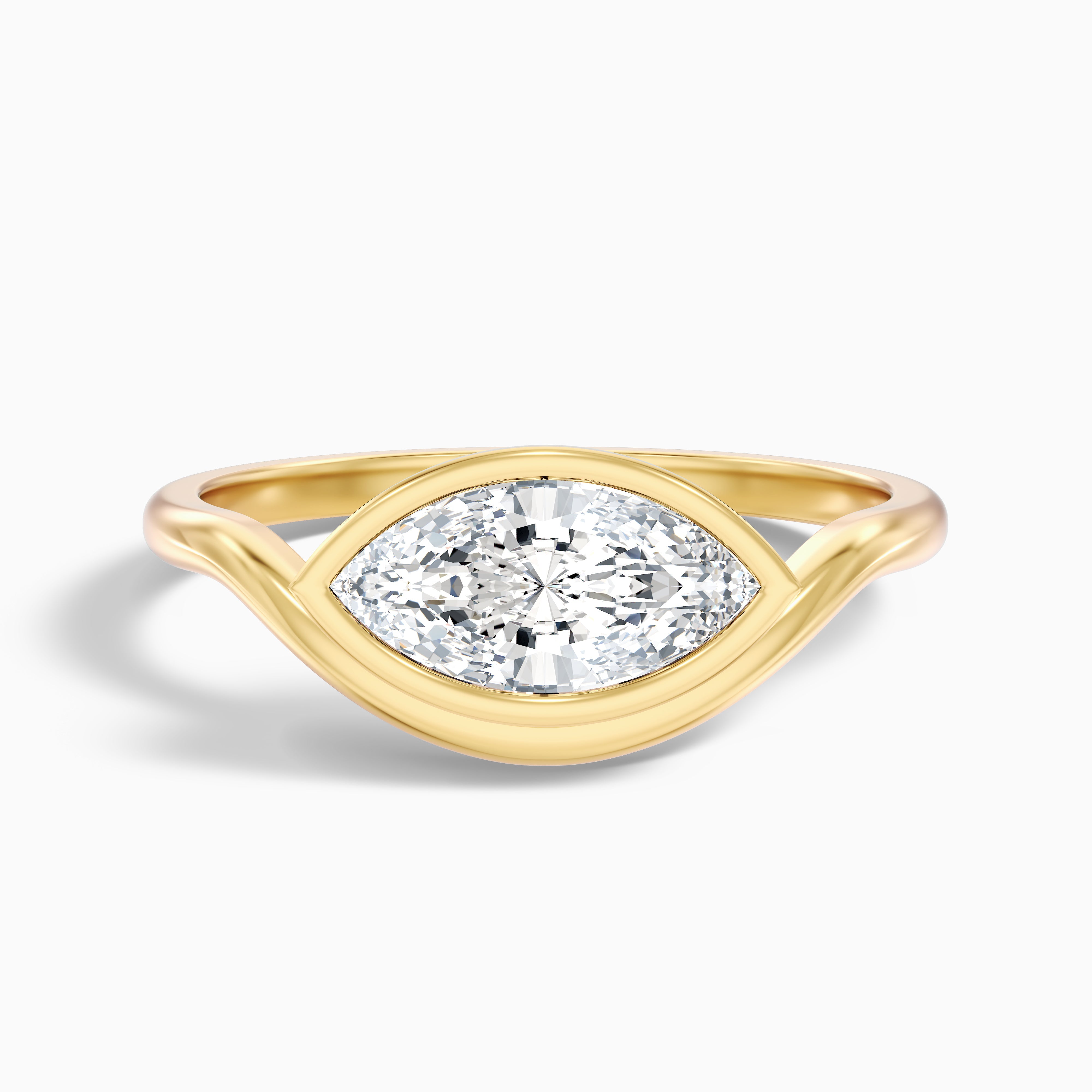 Lyricah Marquise East West Bezel Moissanite Diamond Engagement Ring