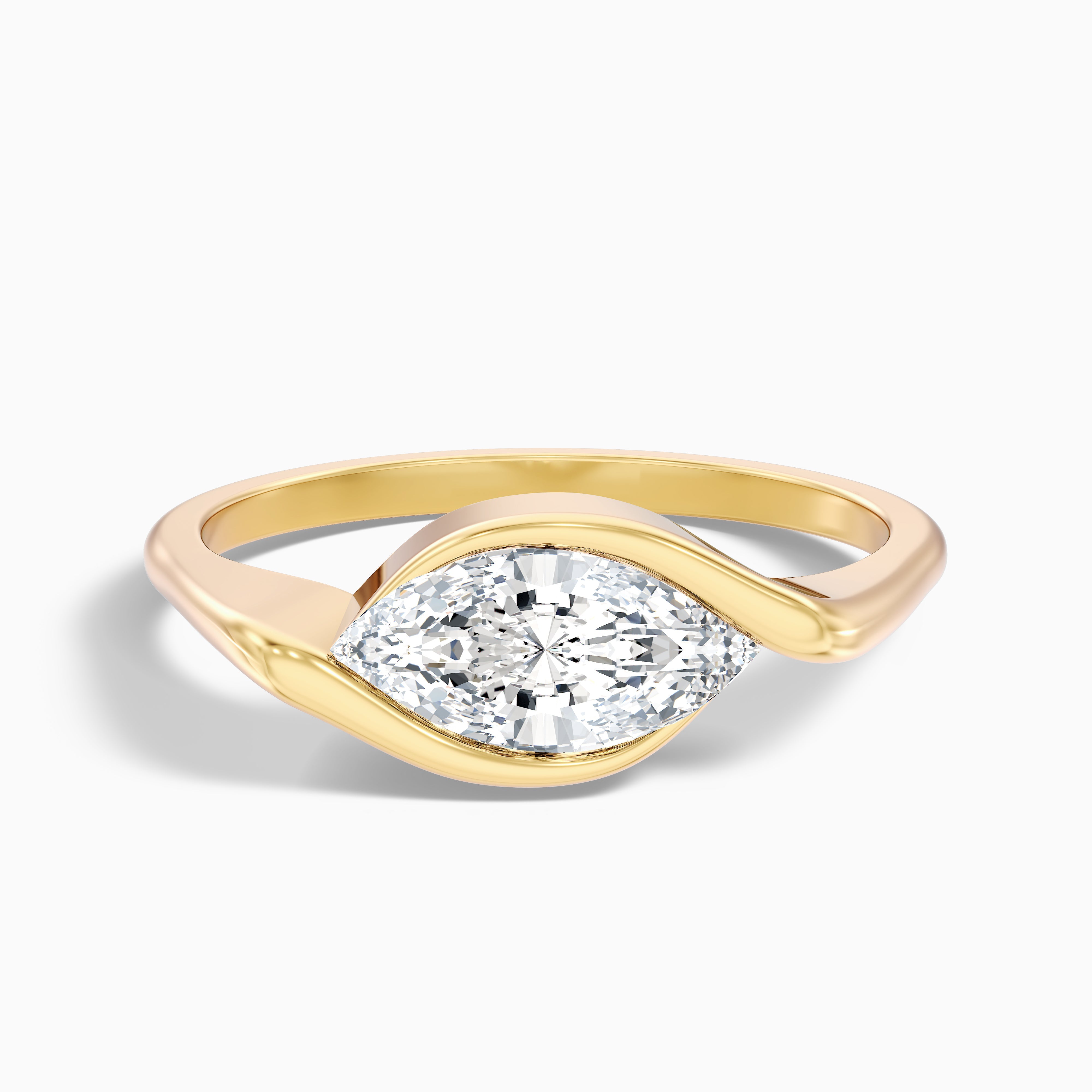 Marlene Marquise Cut East West Half Bezel Moissanite Diamond Ring