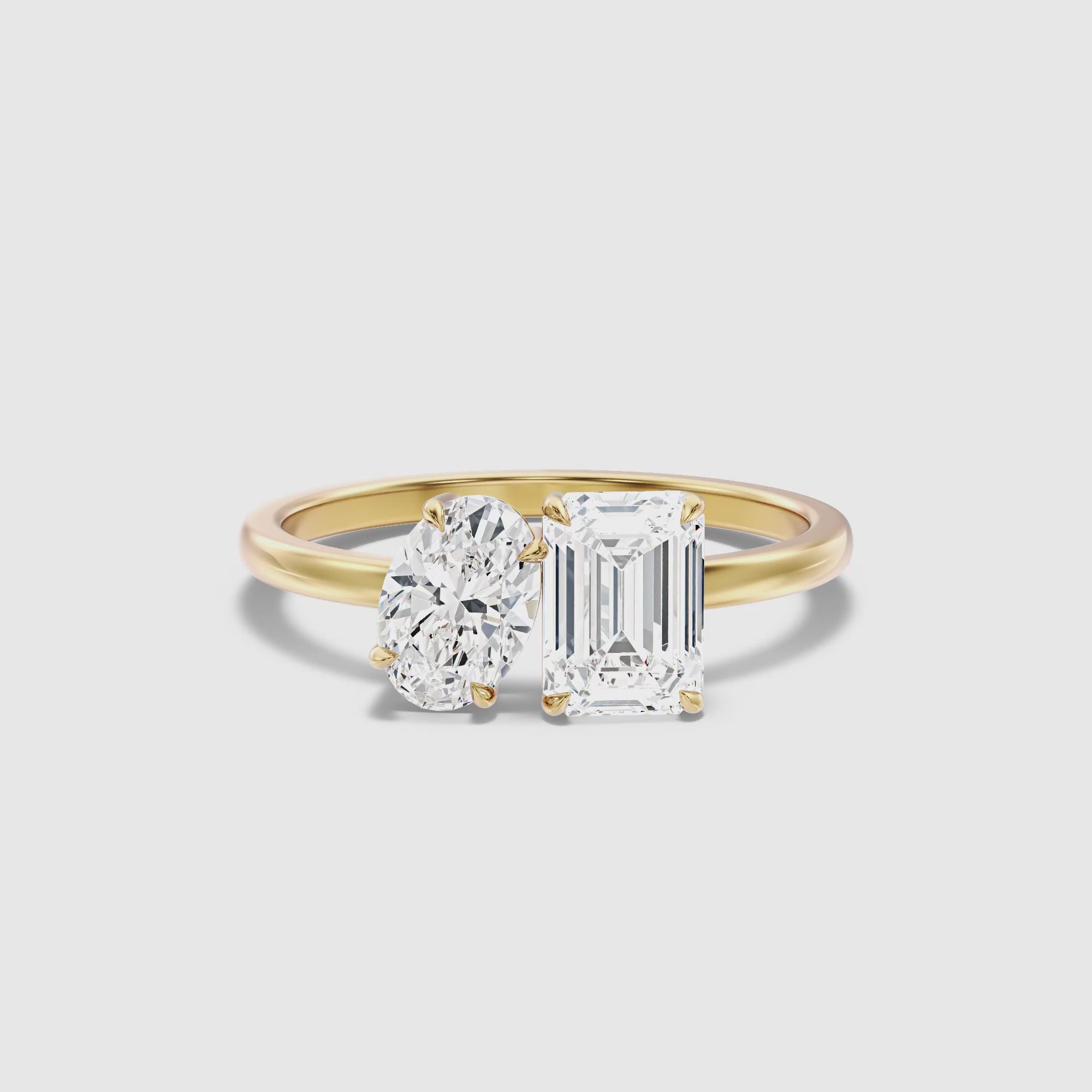 Load video: Isadora Toi Et Moi Engagement Ring With Oval And Emerald Cut Diamonds