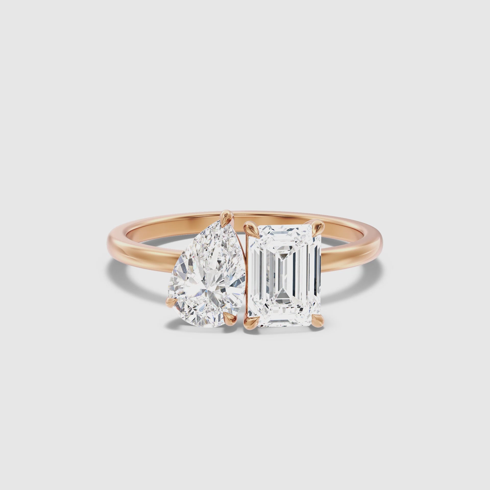 Load video: Cecelia Toi Et Moi Diamond Ring With Pear And Emerald Cut Diamonds