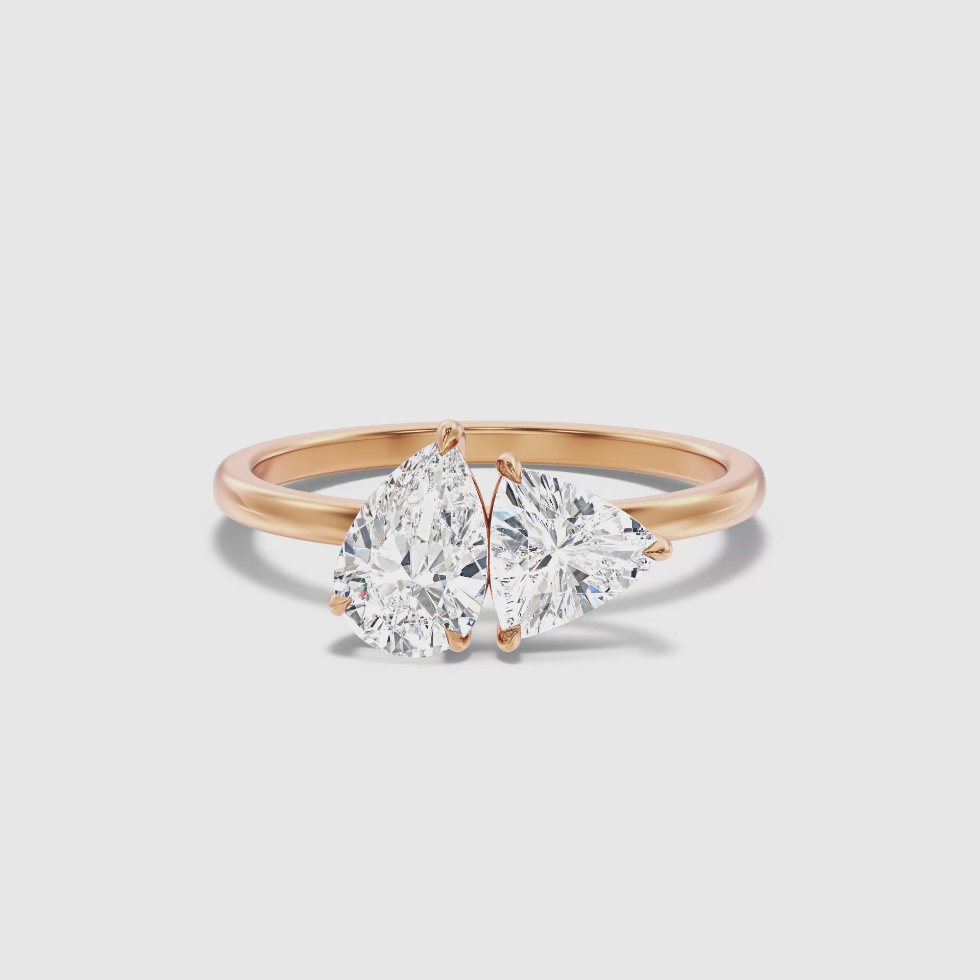 Load video: Naomi Toi Et Moi Diamond Ring With Pear And Trillion Cut Diamonds