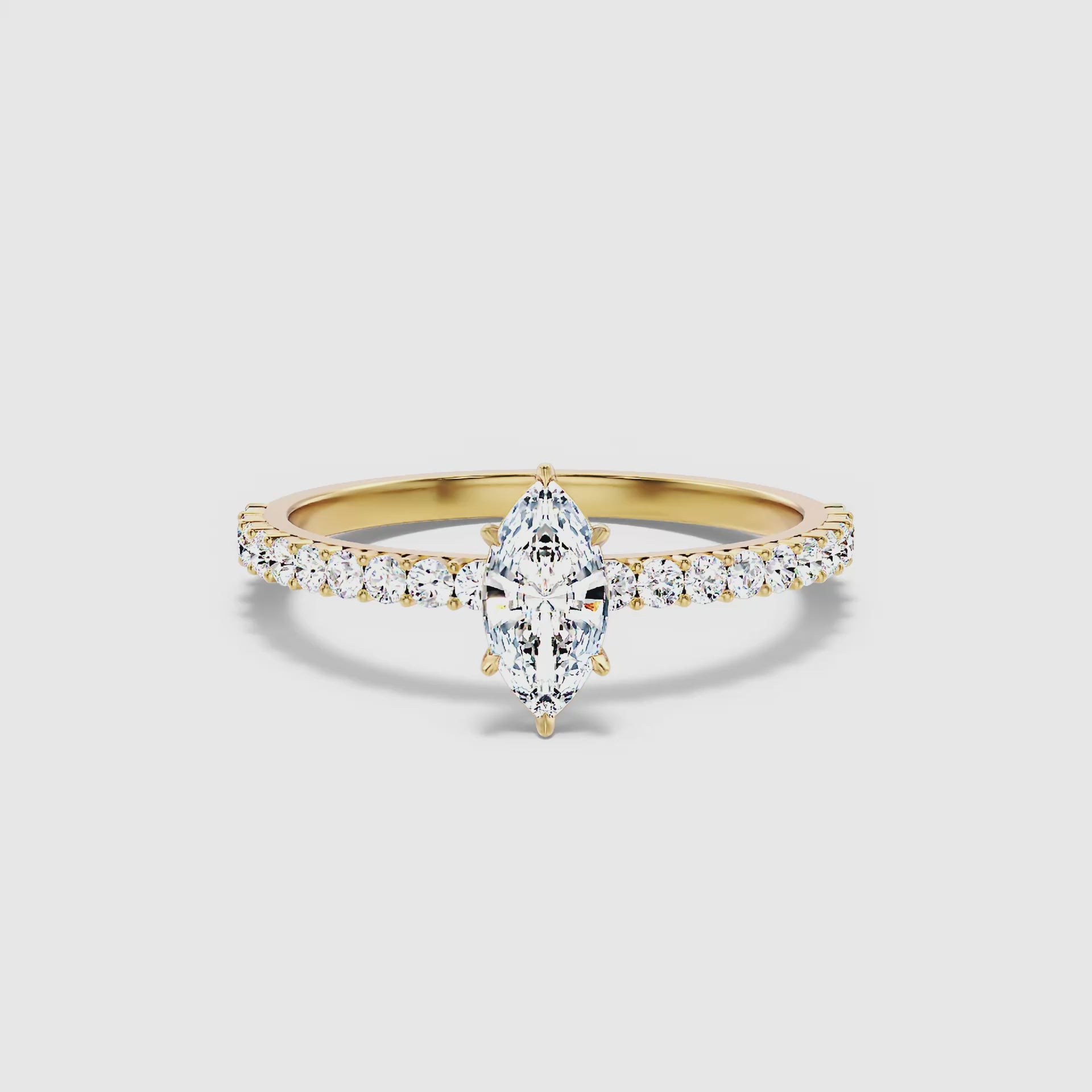 Load video: Selena Marquise Cut Side Stone Pave Moissanite Diamond Ring