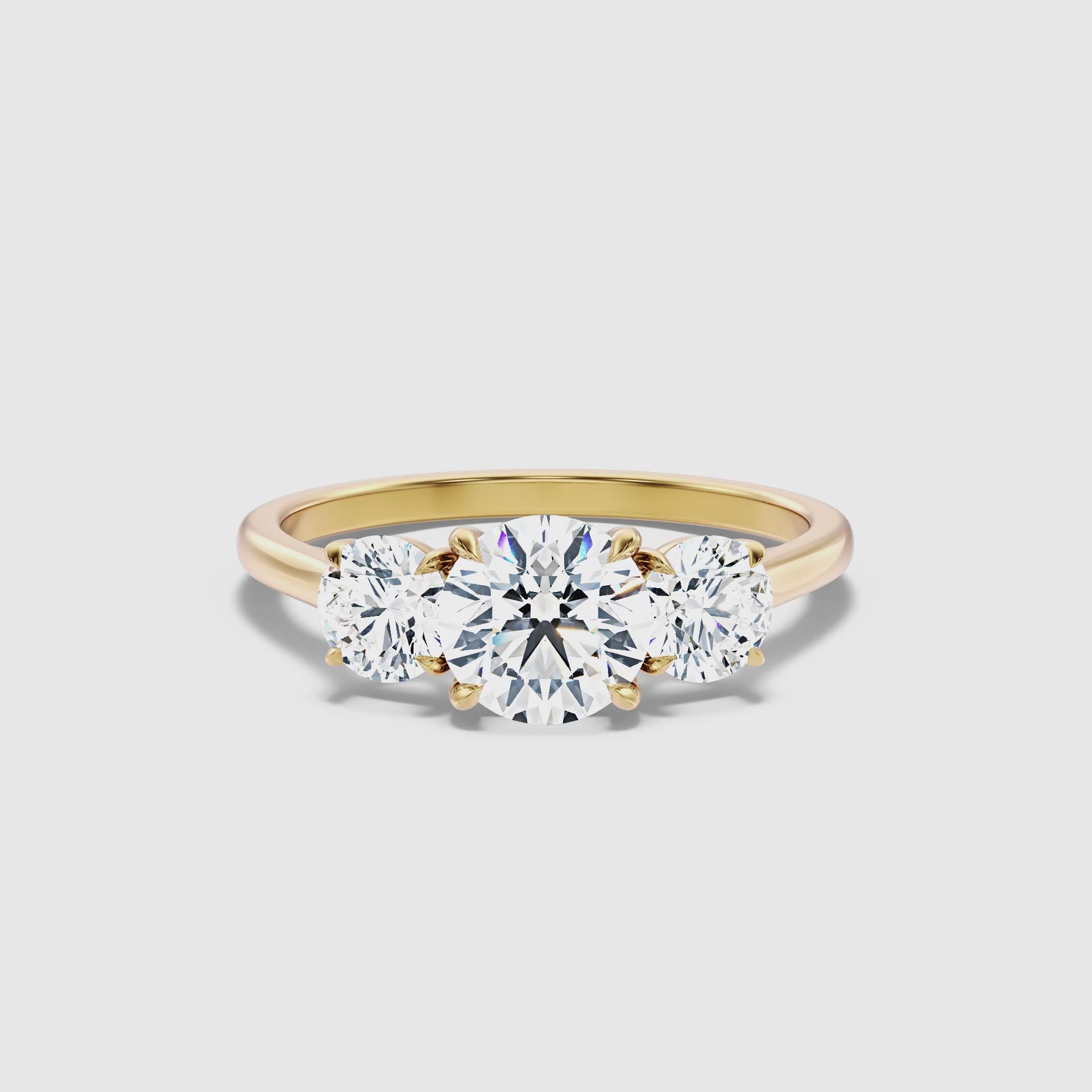 Load video: Harmony Round Three Stone Moissanite Ring