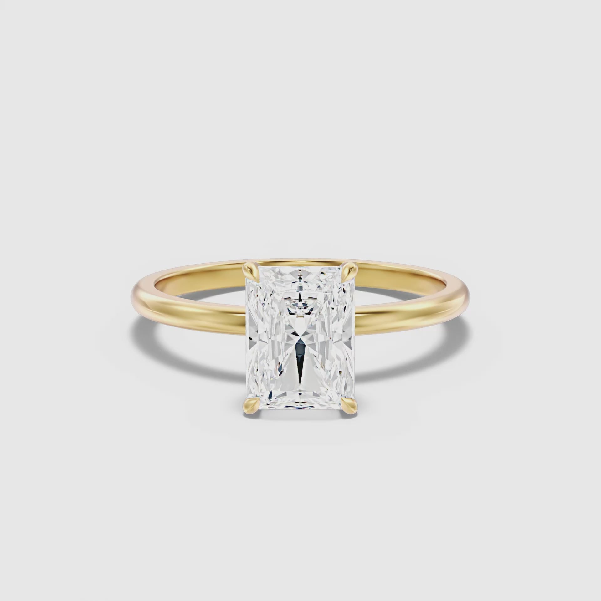 Load video: Maressa Radiant Cut Solitaire Moissanite Diamond Ring