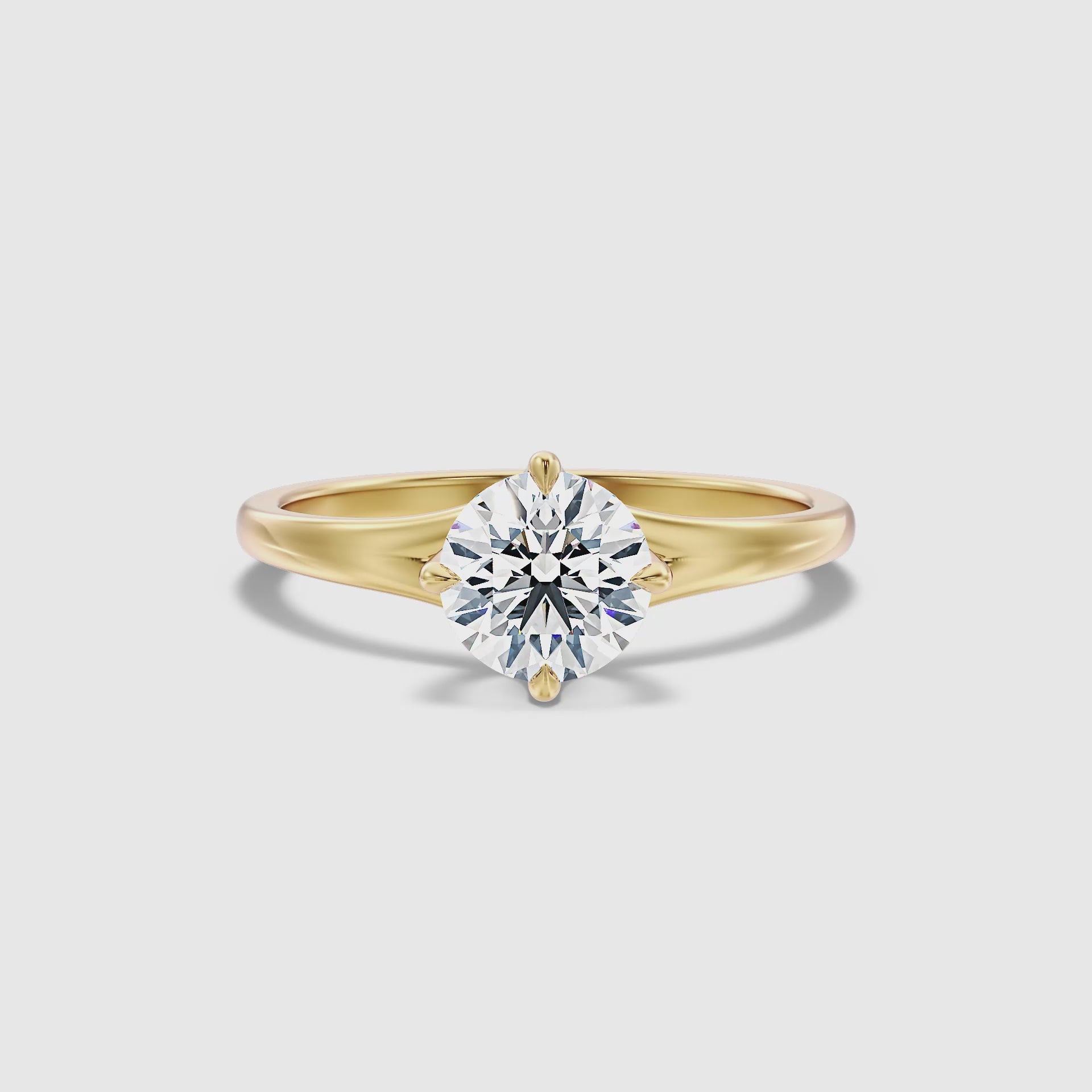 Load video: Trinity Round Split Shank Solitaire Lab Grown Diamond Ring