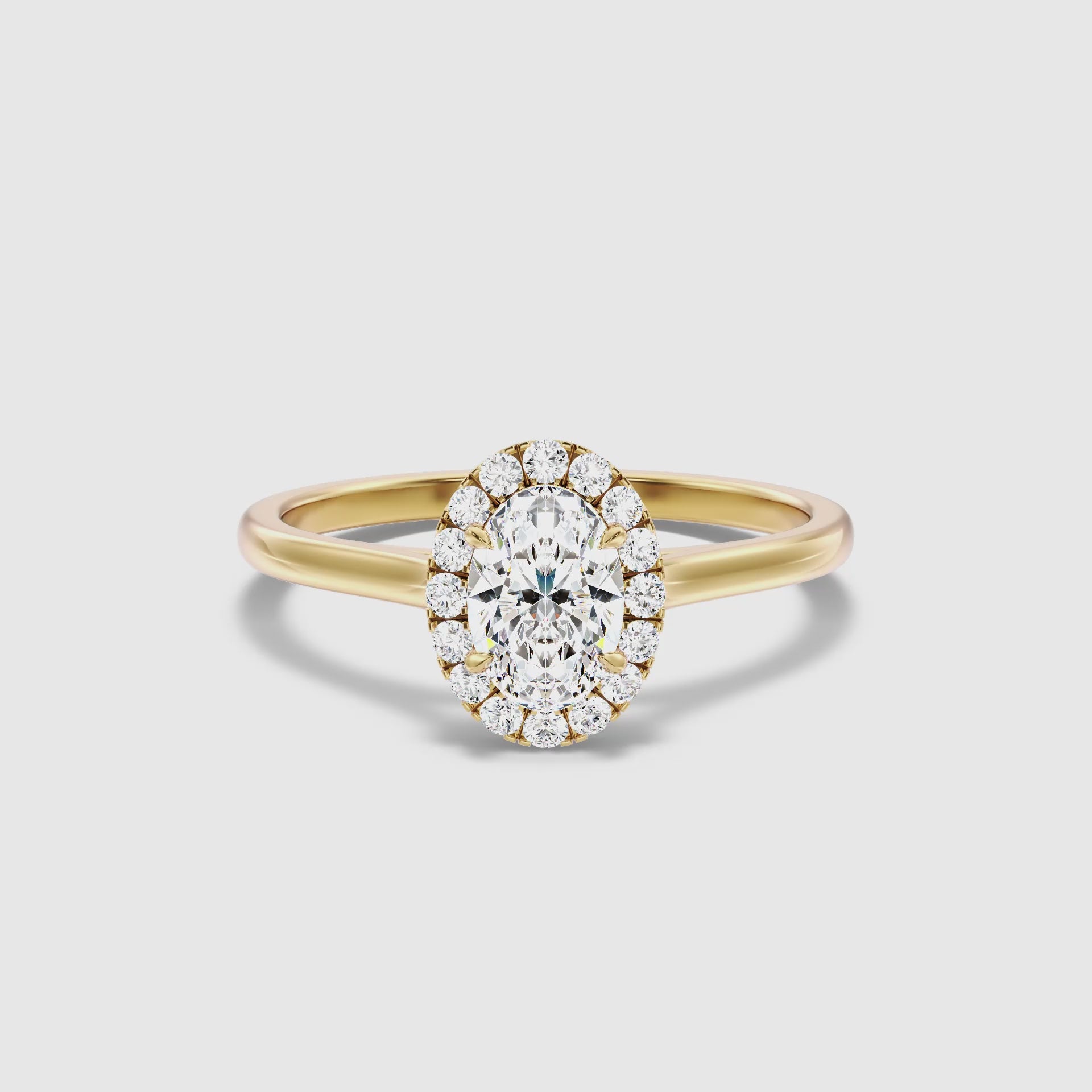 Load video: Brielle Oval Cut Halo Lab Grown Diamond Engagement Ring