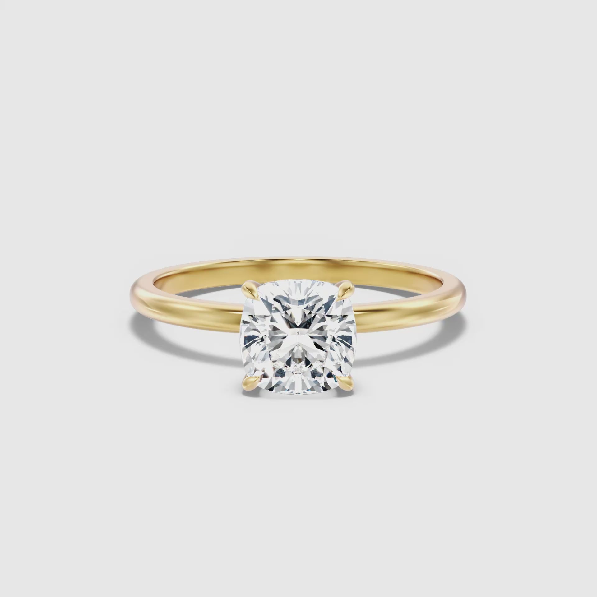 Load video: Sabrina Cushion Cut Hidden Halo Moissanite Diamond Ring