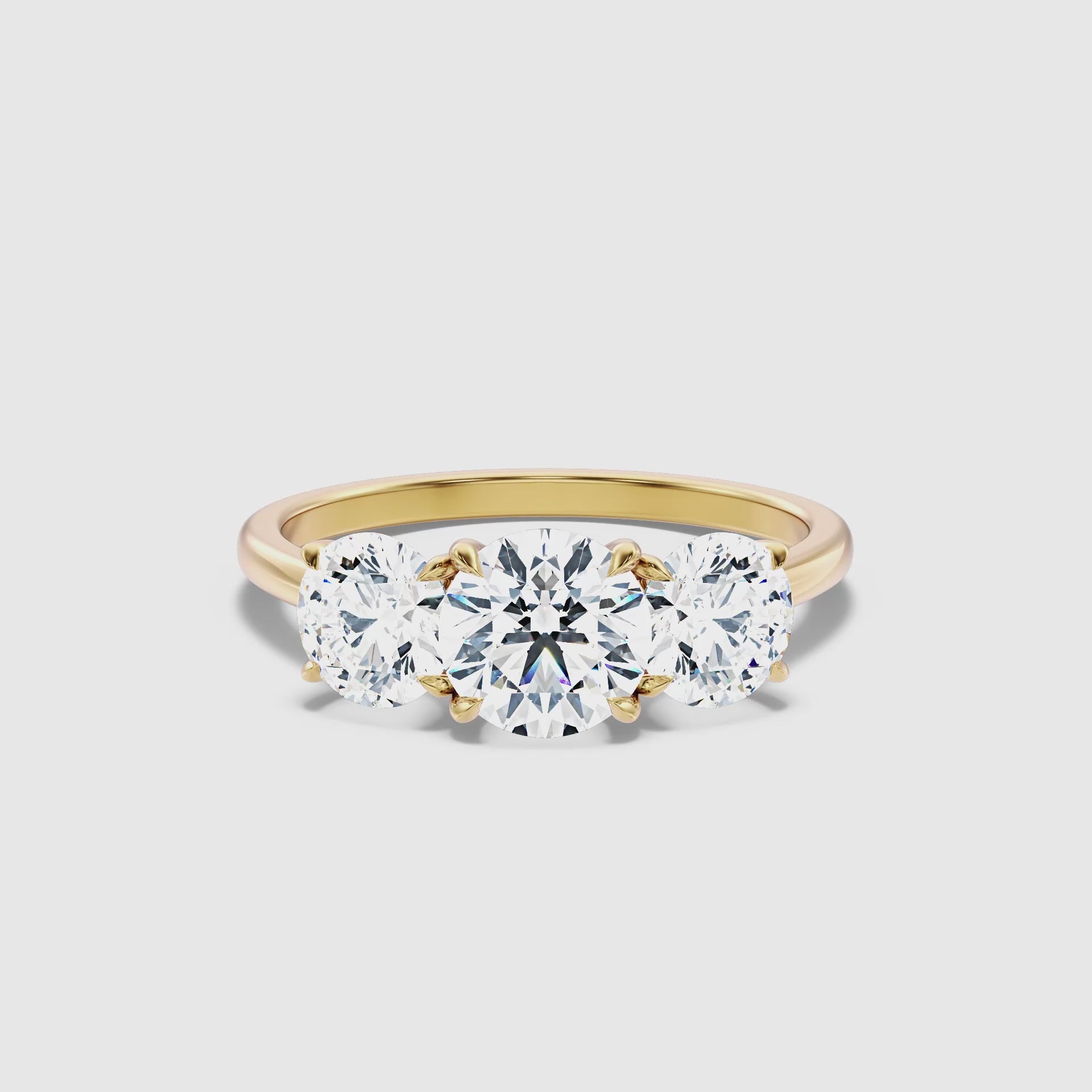 Load video: Hannah Round Three Stone Moissanite Engagement Ring