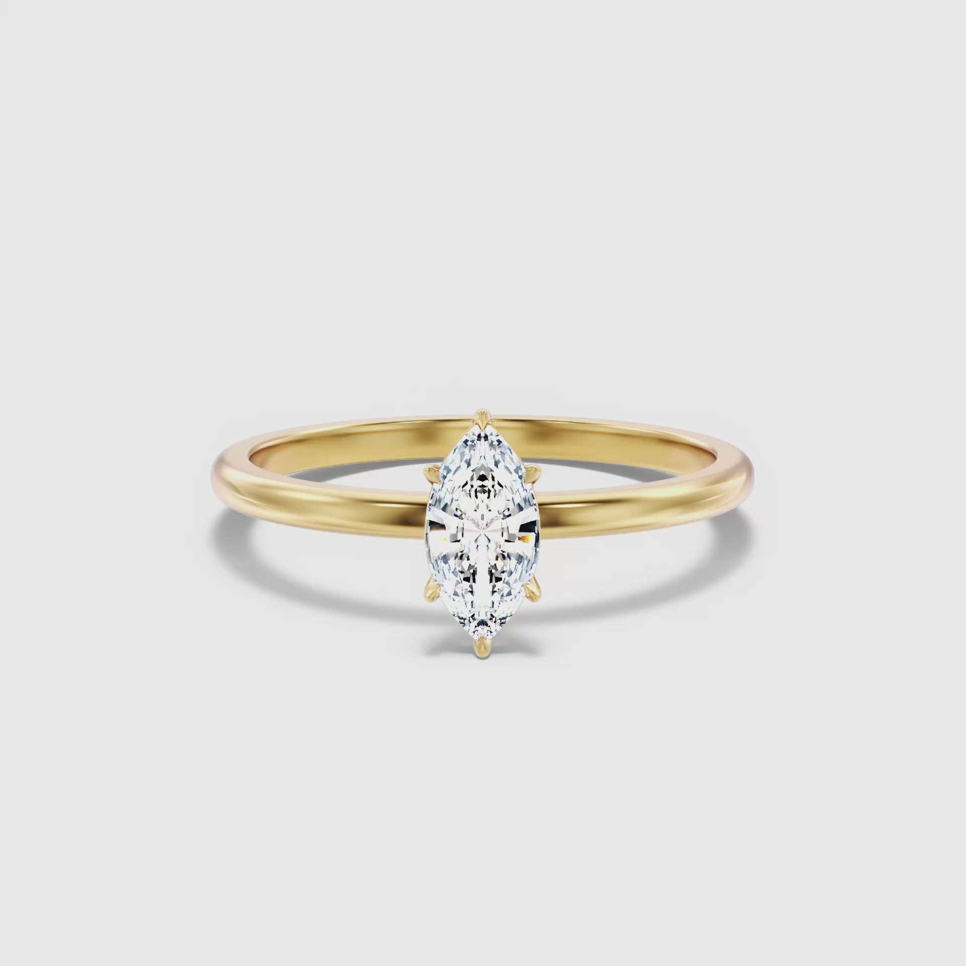 Load video: Jolissa Six Prong Marquise Cut Solitaire Moissanite Diamond Ring