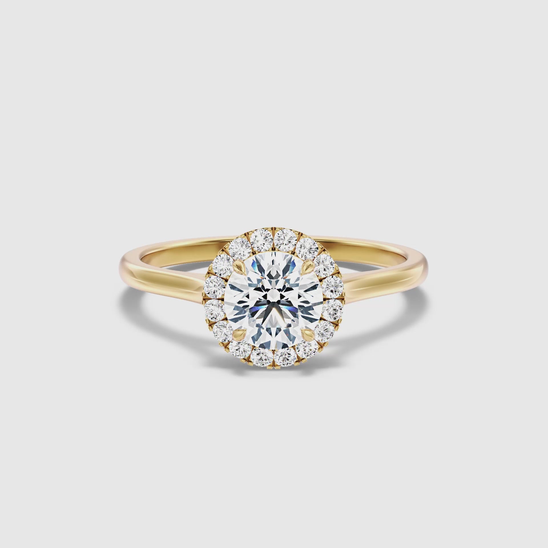 Load video: Gracelyn Round Halo Moissanite Ring