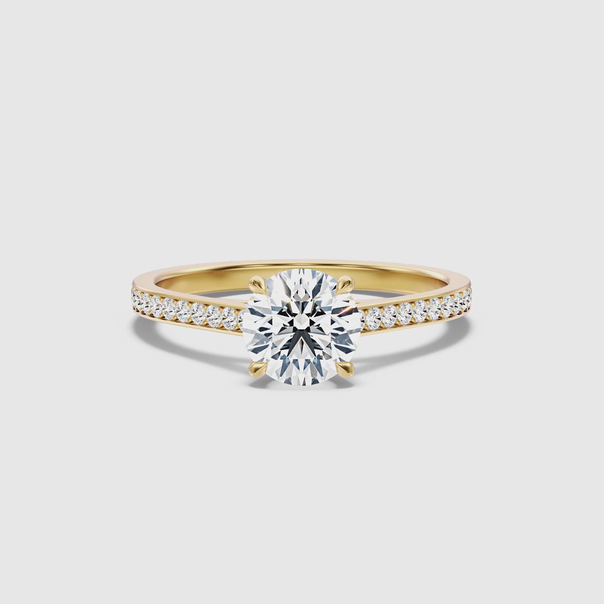 Load video: Darlene Round Side Stone Channel Set Lab Grown Diamond Ring