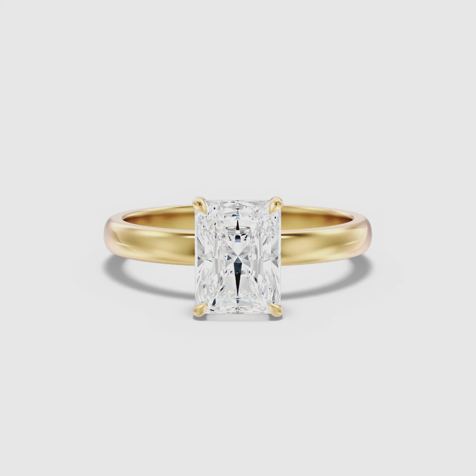 Load video: Arlette Radiant Cut Hidden Halo Moissanite Diamond Ring