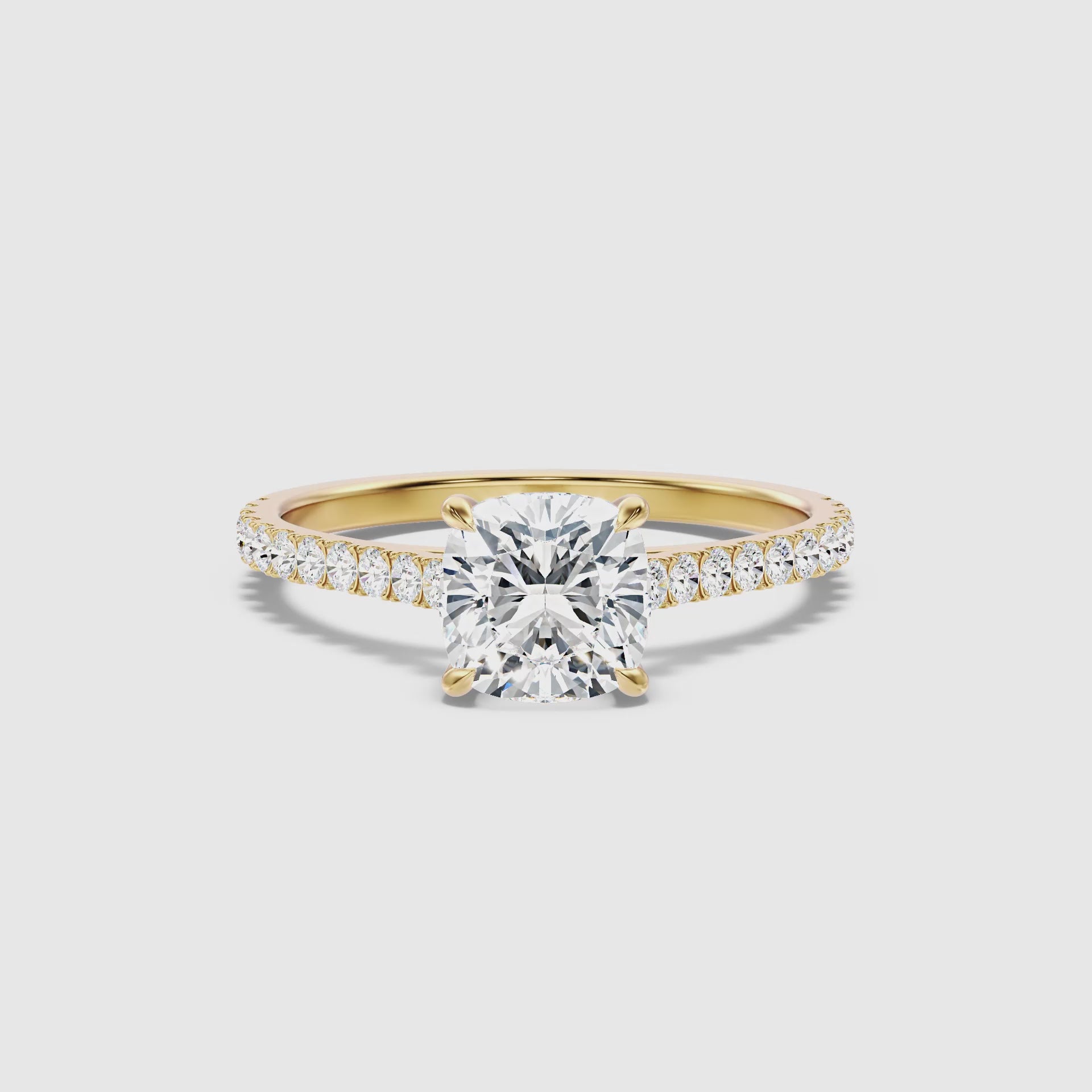 Load video: Rosalie Cushion Side Stone Moissanite Promise Ring