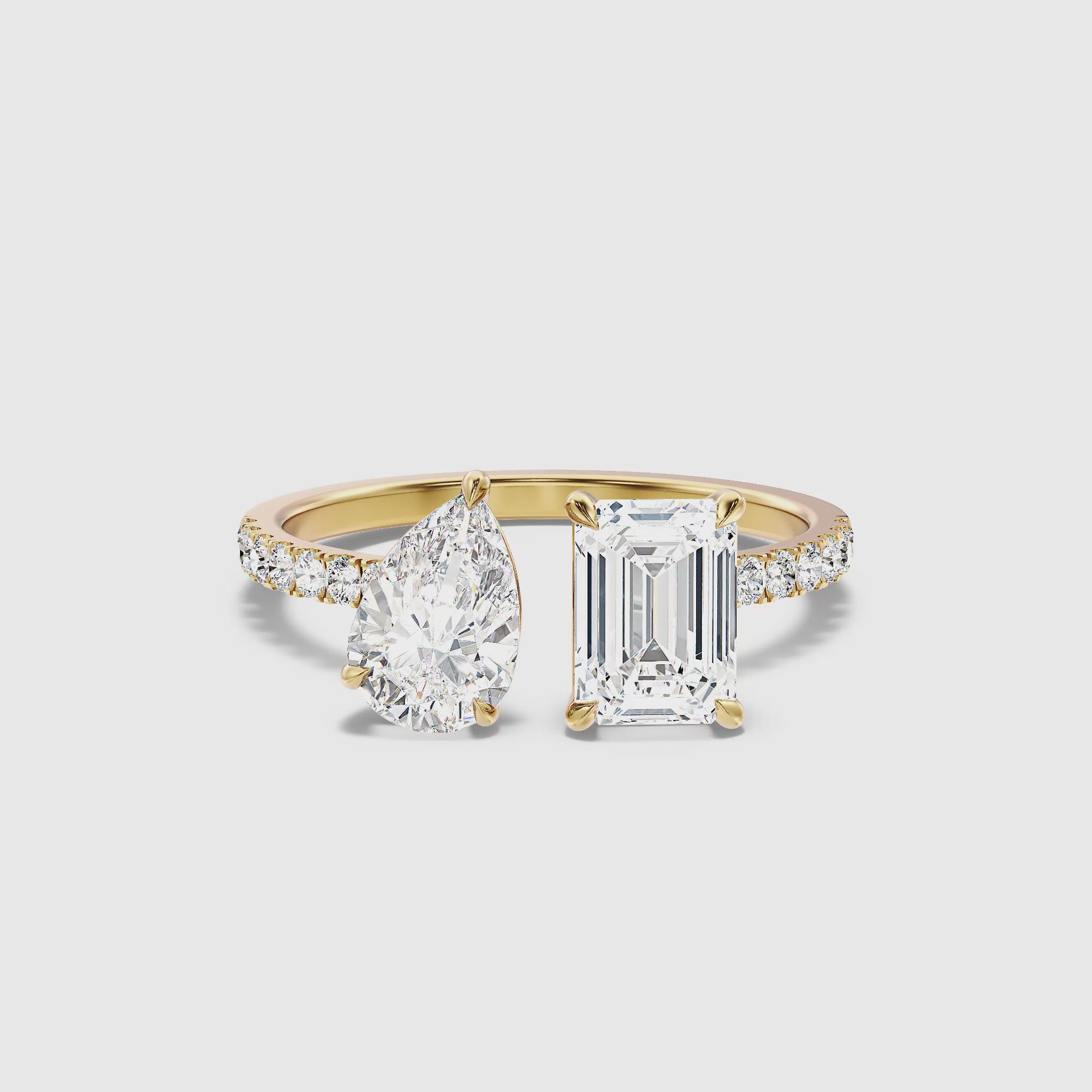 Load video: Kathryn Toi Et Moi Diamond Ring With Pear And Emerald Cut Diamonds