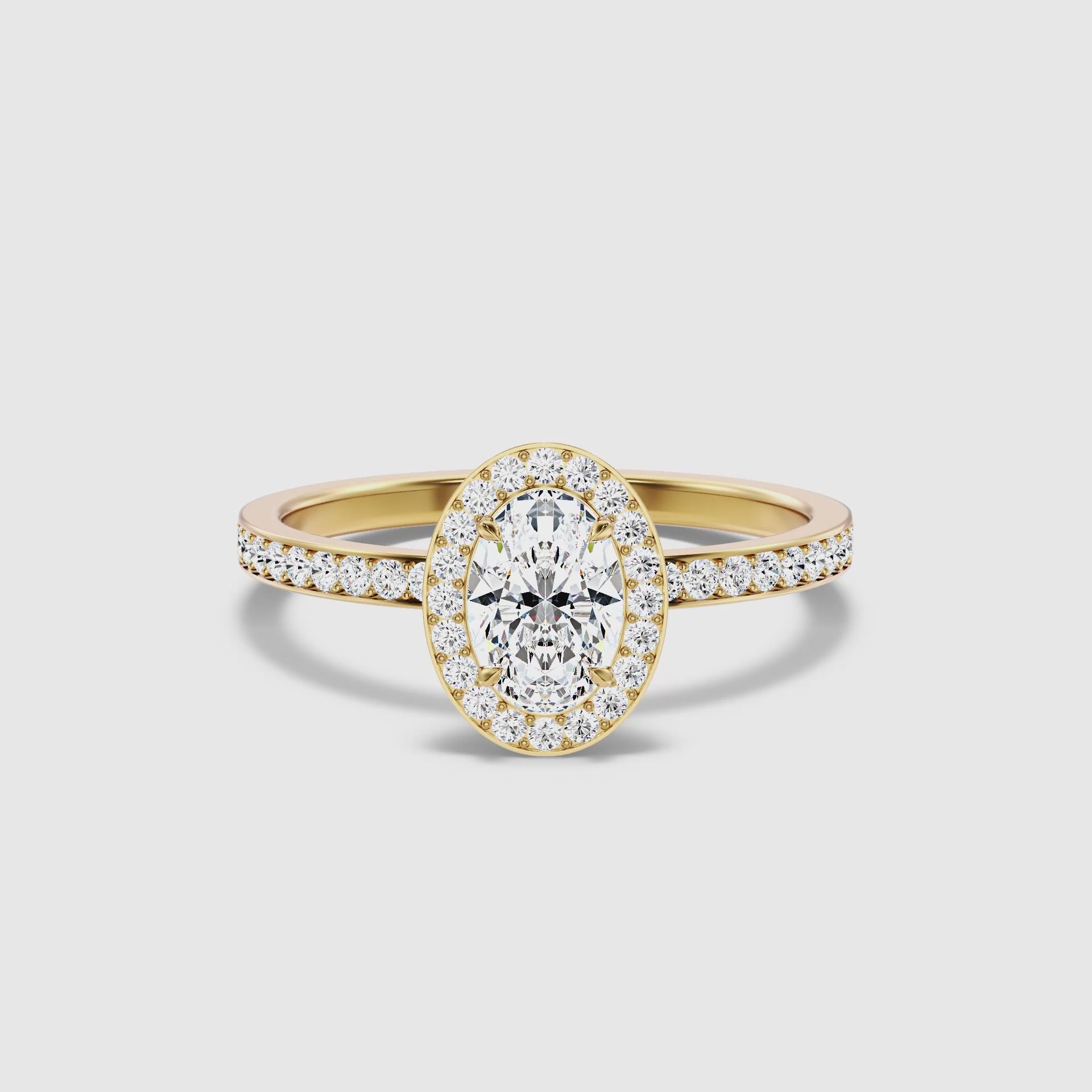 Load video: Jessica Oval Halo Channel Set Moissanite Ring