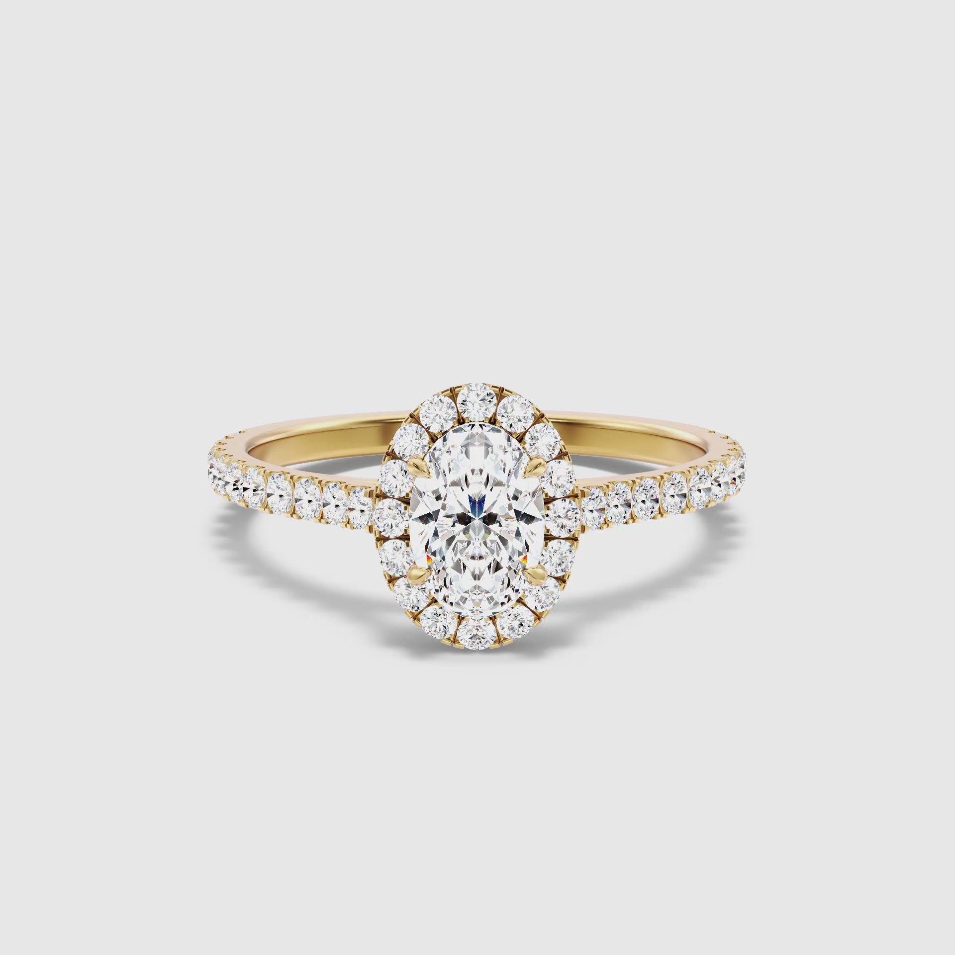 Load video: Danica Oval Pave Halo Moissanite Ring