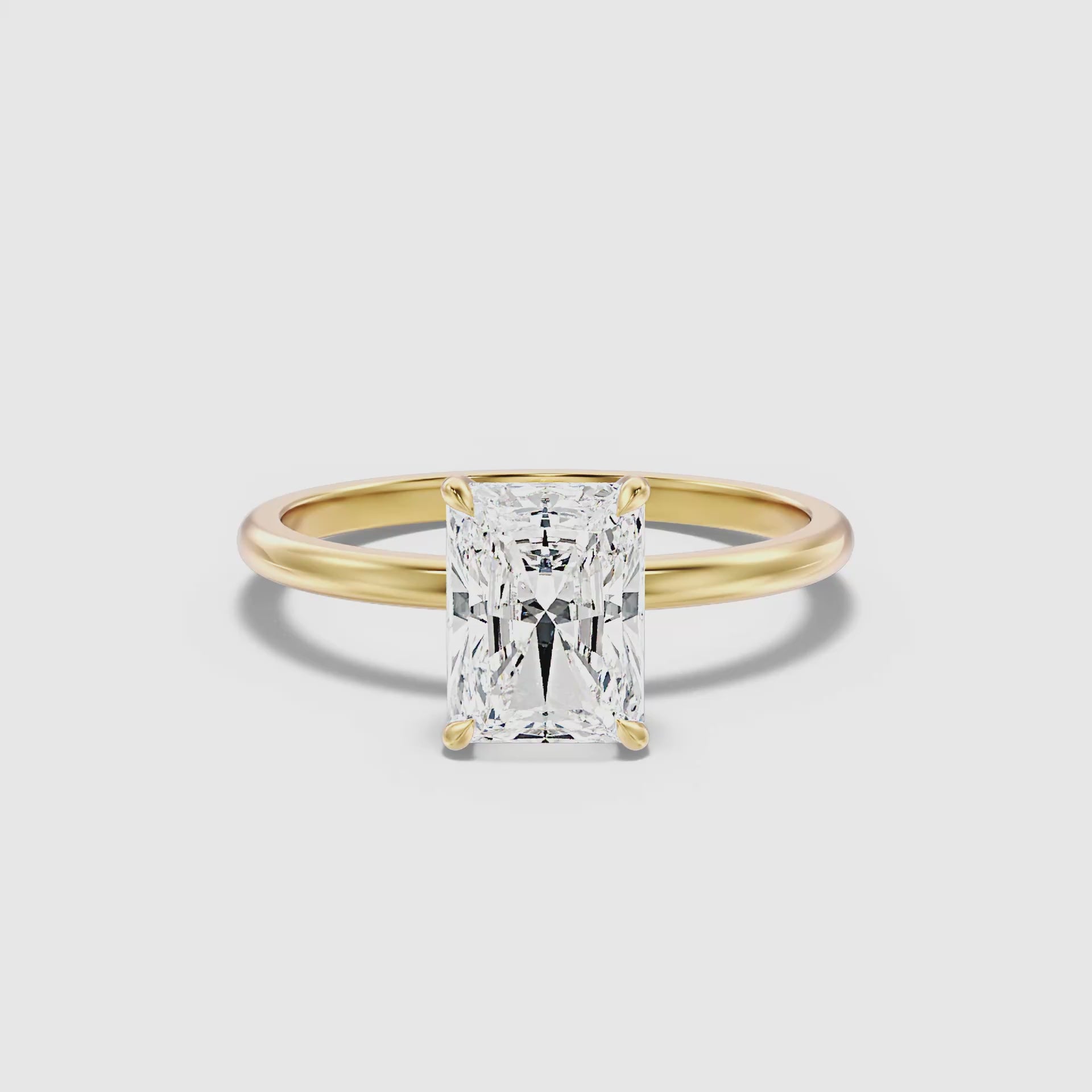 Load video: Arletta Radiant Cut Hidden Halo Moissanite Diamond Ring