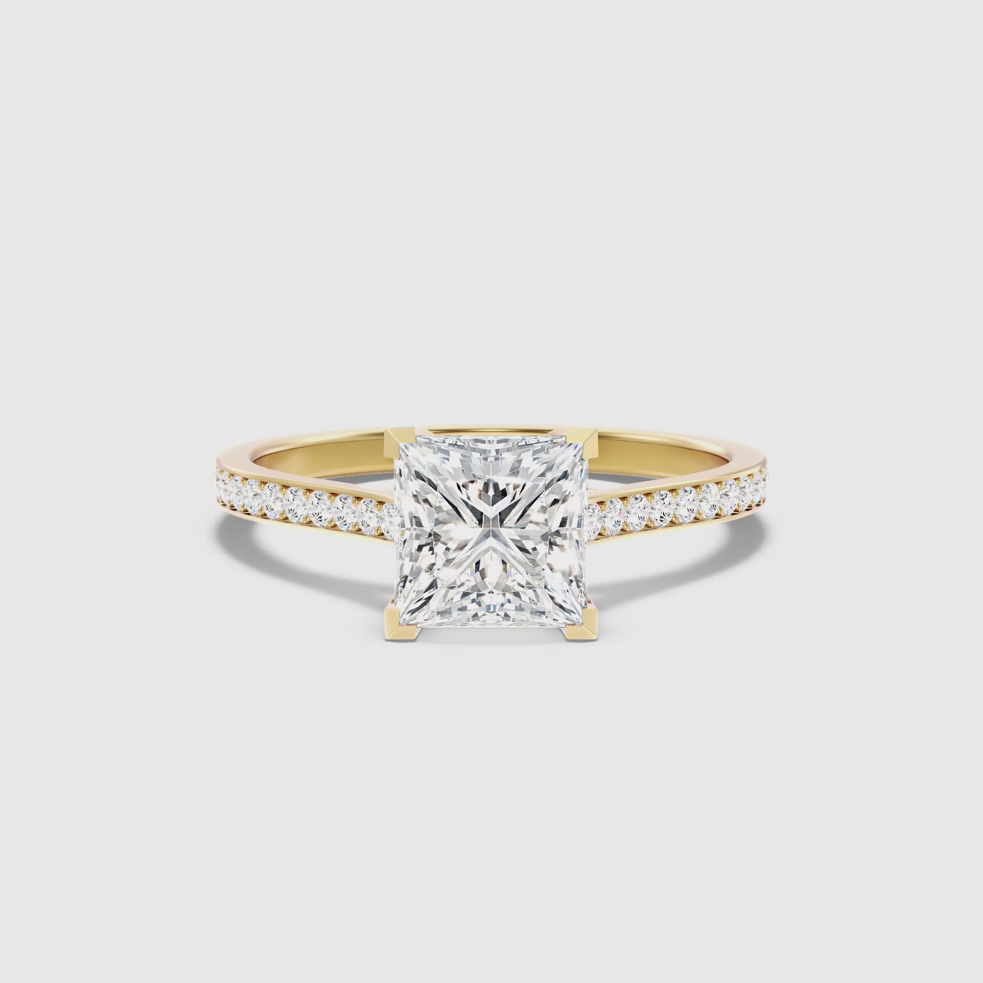 Load video: Skylar Princess Side Stone Channel Set Lab Grown Diamond Ring