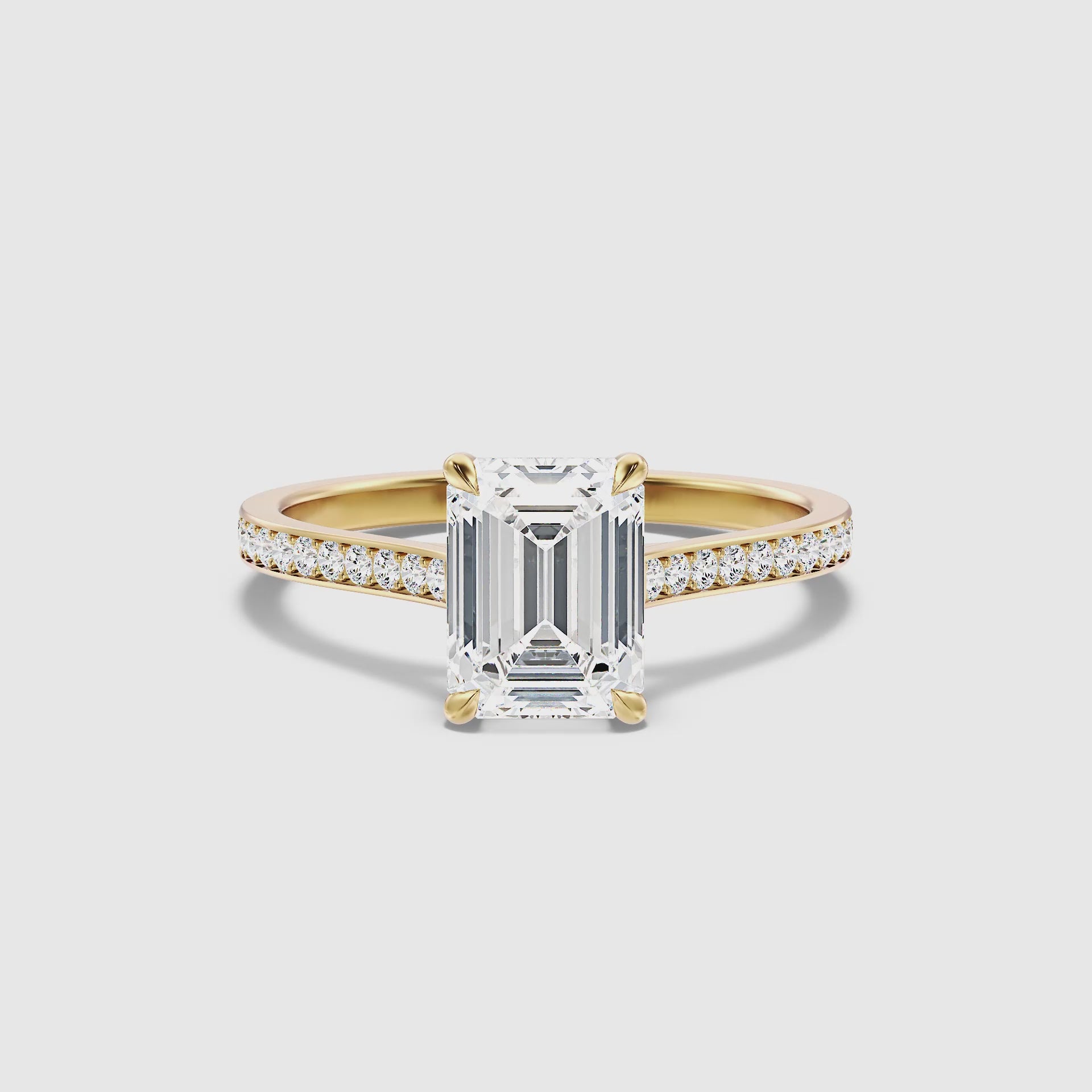 Load video: Madeline Emerald Side Stone Channel Set Lab Grown Diamond Ring