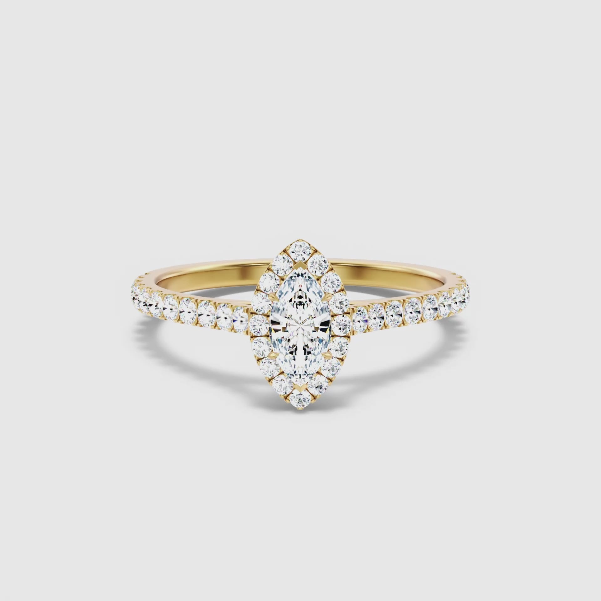 Load video: Marissa Marquise Pave Halo Lab Grown Diamond Ring