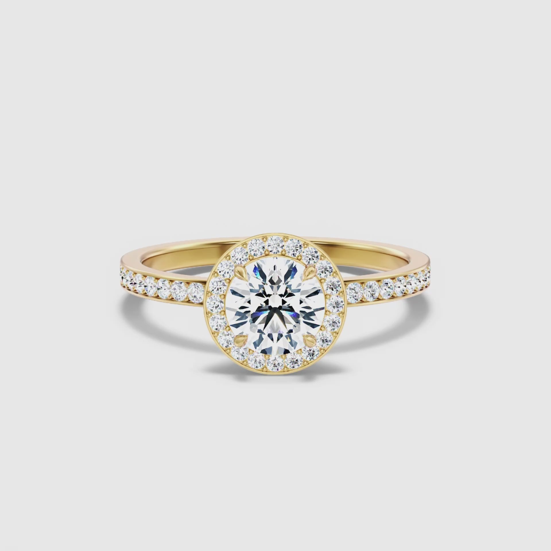 Load video: Mariana Round Halo Channel Set Moissanite Ring