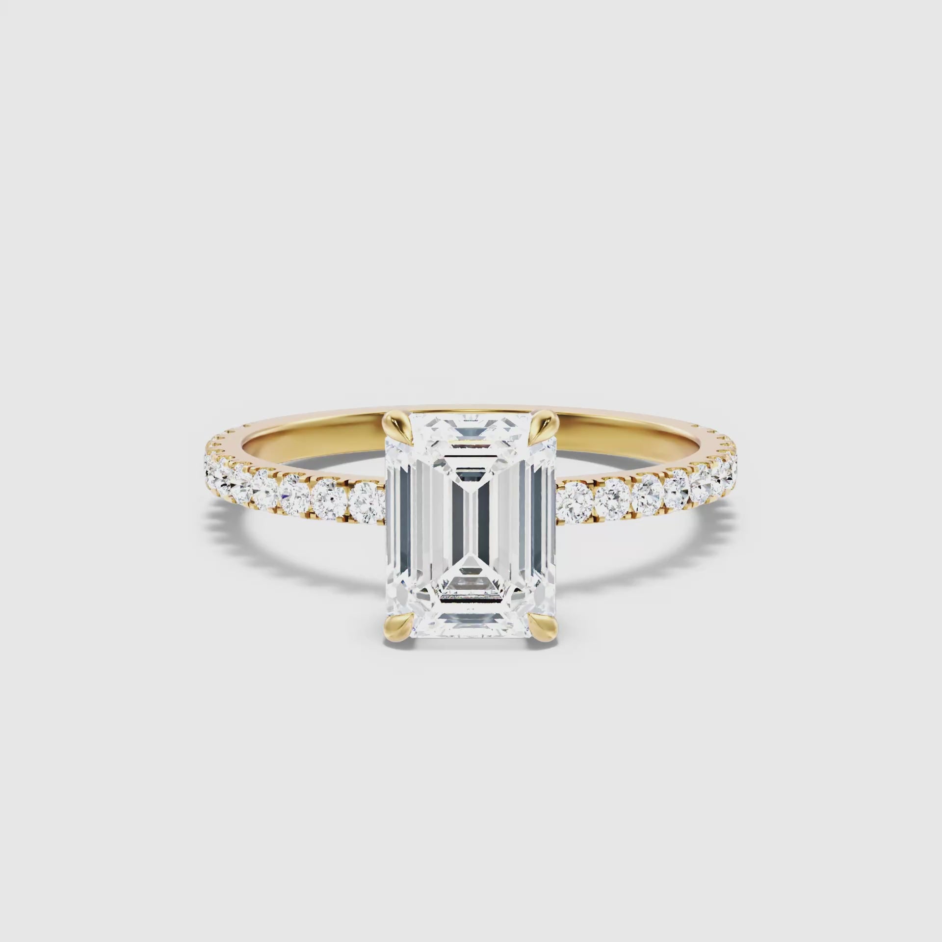 Load video: Viviana Emerald Cut Hidden Halo Pave Lab Grown Diamond Ring