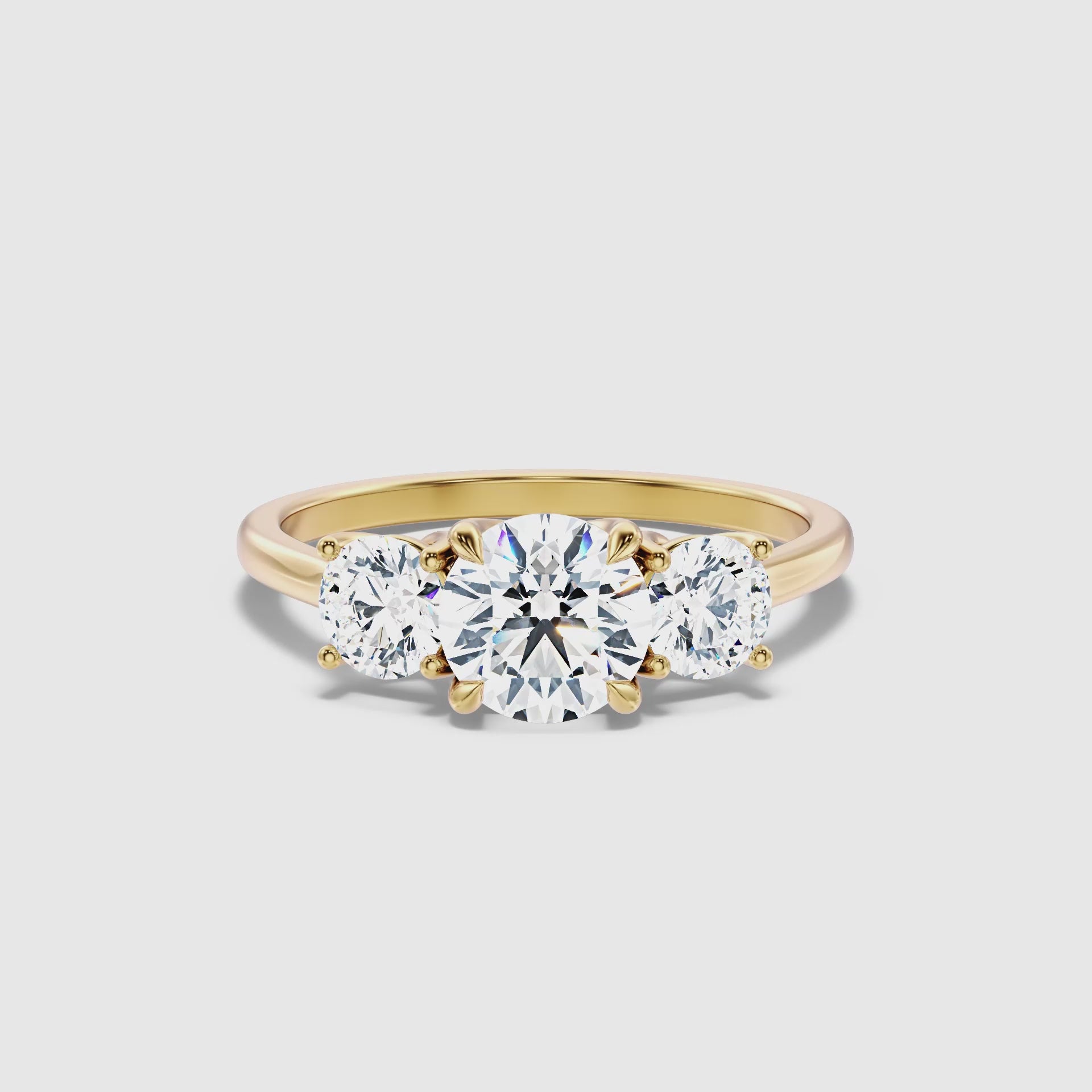Load video: Brittany Round Three Stone Moissanite Ring