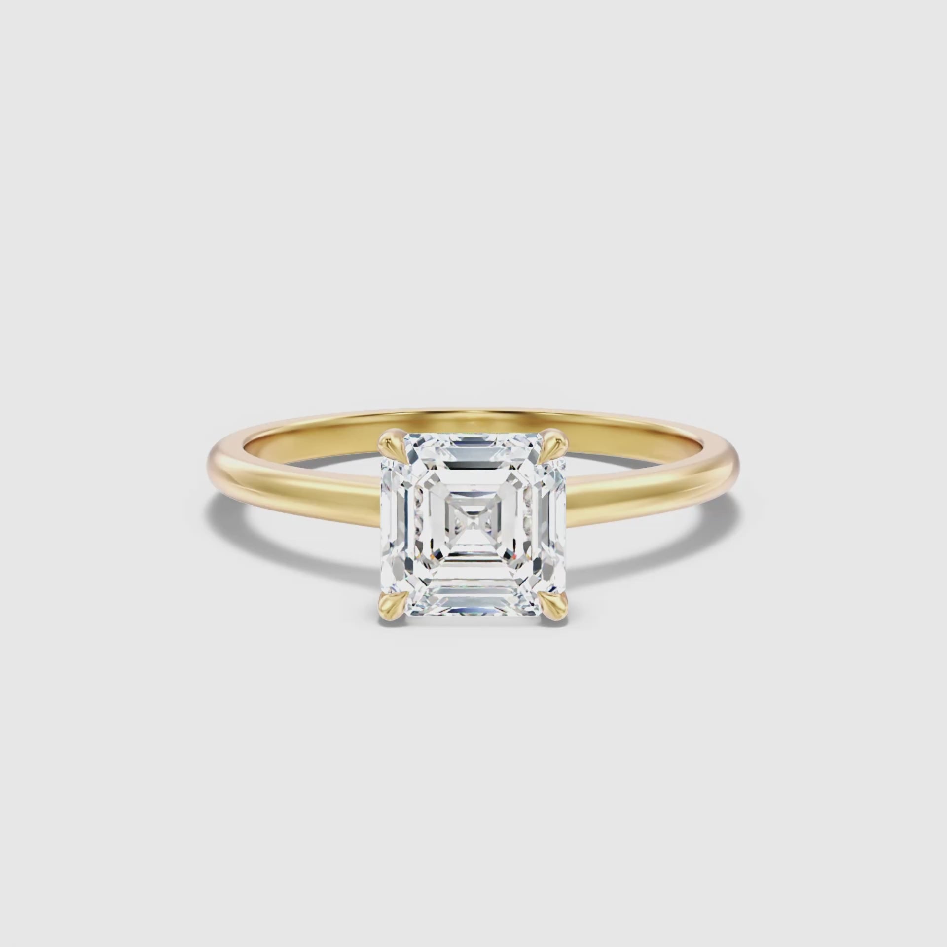 Load video: Irelyn Asscher Cut Hidden Halo Lab Grown Diamond Ring