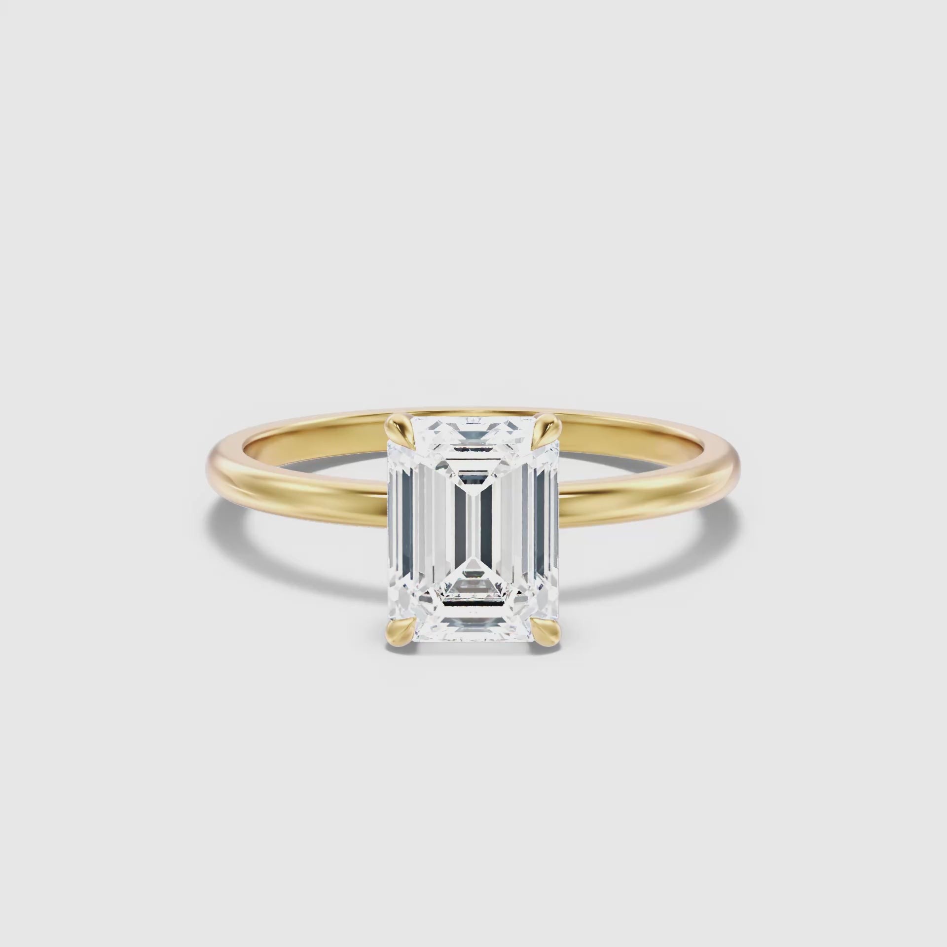 Load video: Zaylee Emerald Cut Hidden Halo Moissanite Diamond Ring