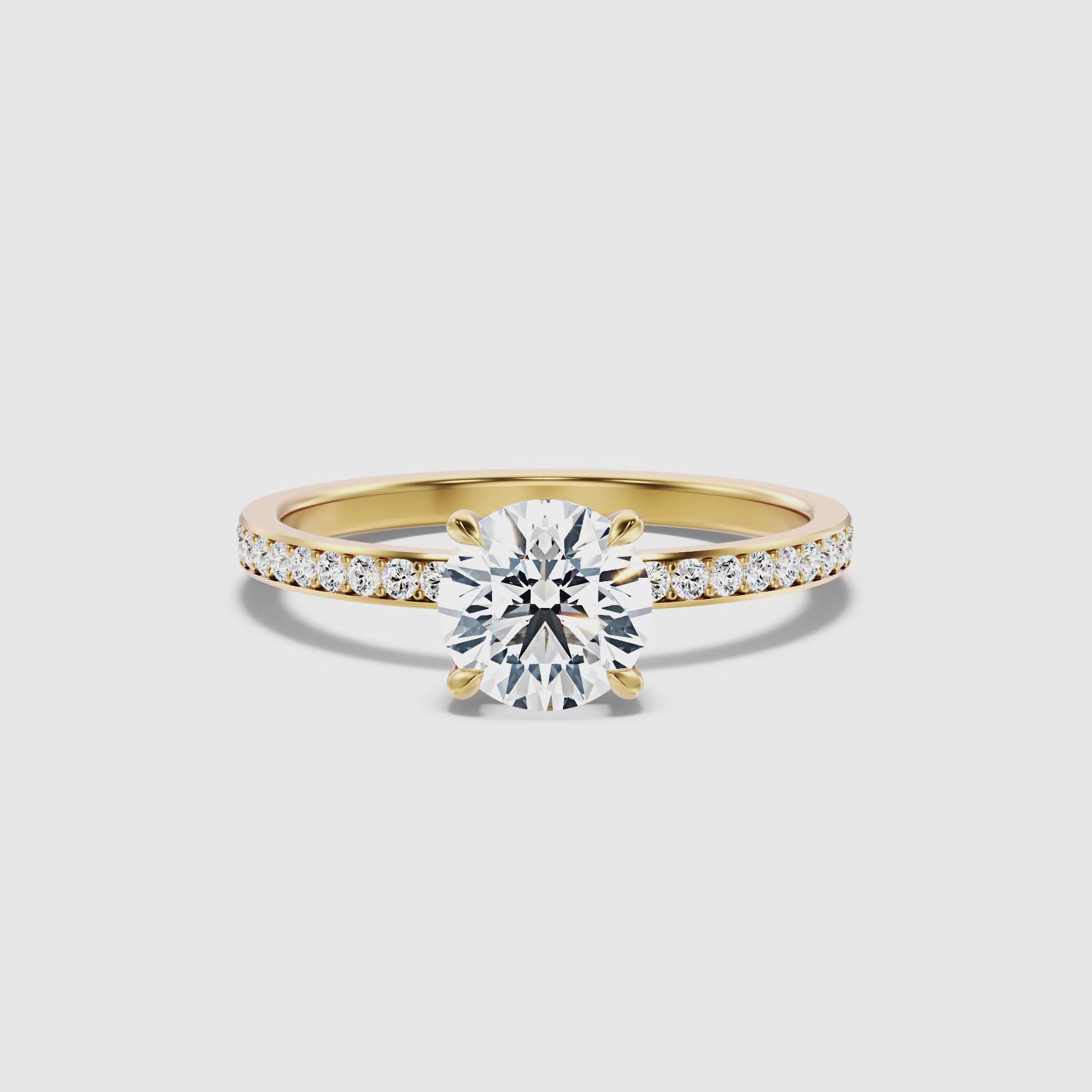 Load video: Florence Round Hidden Halo Channel Set Moissanite Ring