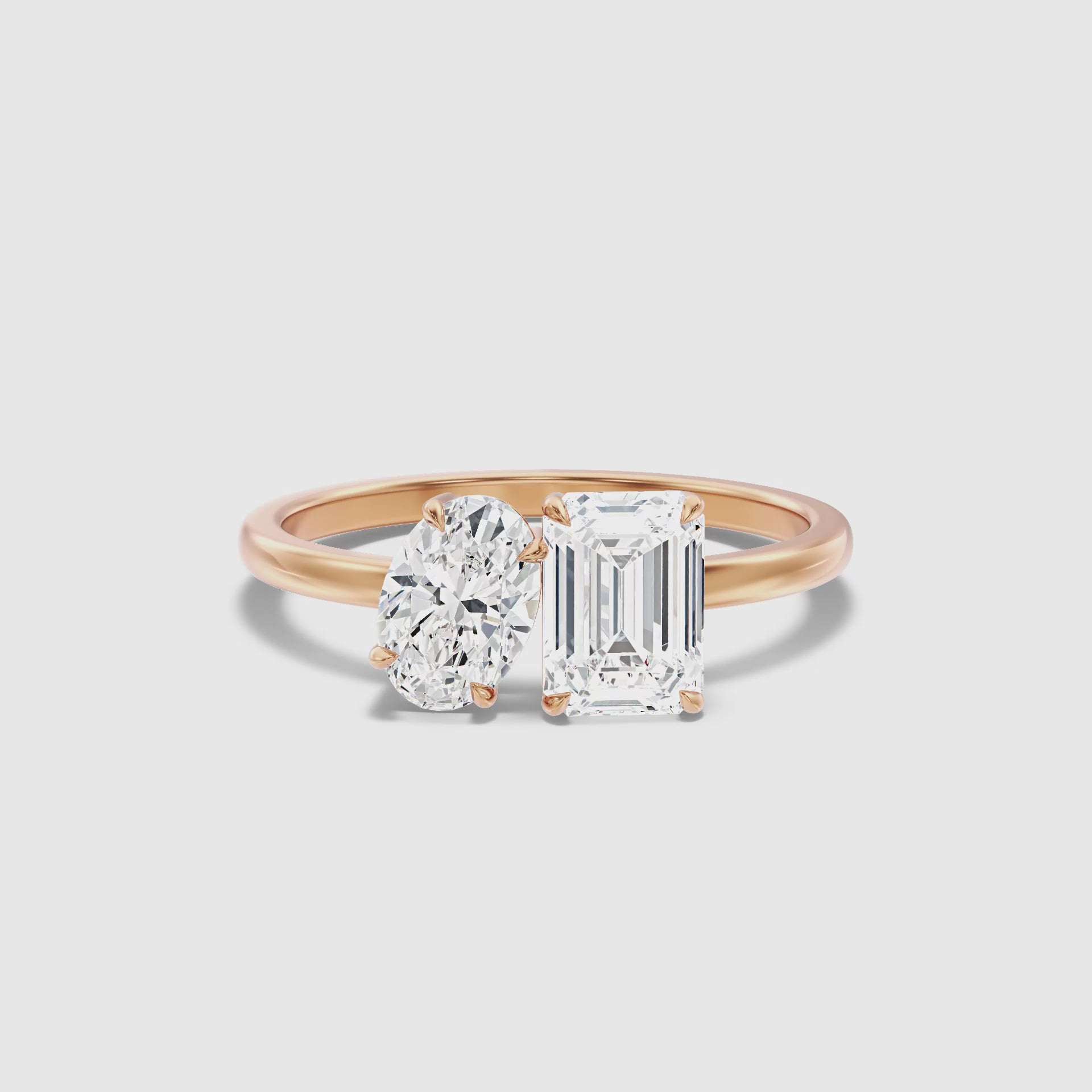 Load video: Isadora Toi Et Moi Engagement Ring With Oval And Emerald Cut Diamonds