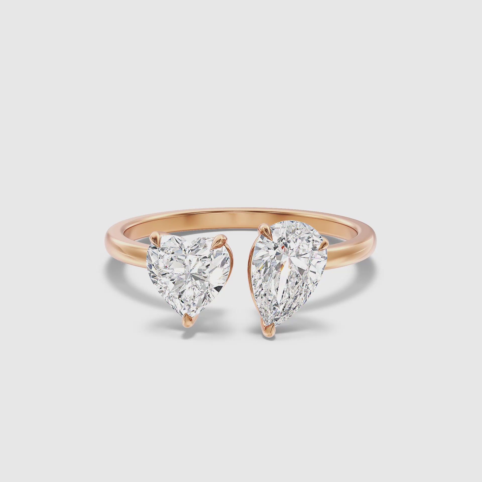 Load video: Crystal Toi Et Moi Engagement Ring With Heart and Pear Cut Diamonds