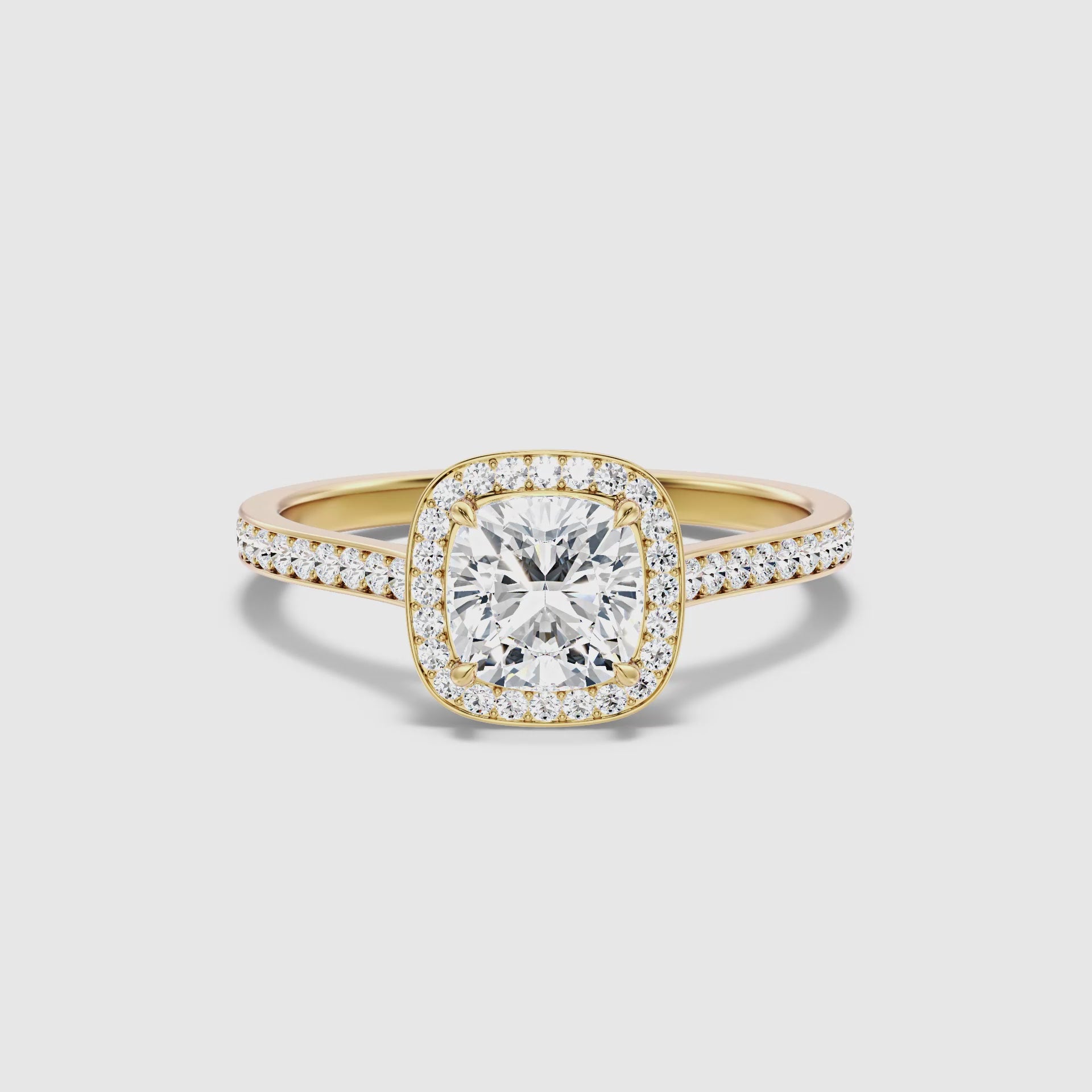 Load video: Kennedi Cushion Halo Channel Set Lab Grown Diamond Ring