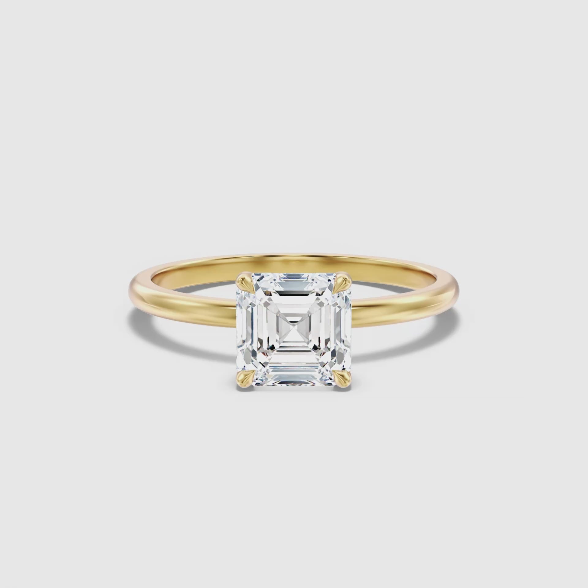 Load video: Charlee Asscher Cut Solitaire Lab Grown Diamond Ring